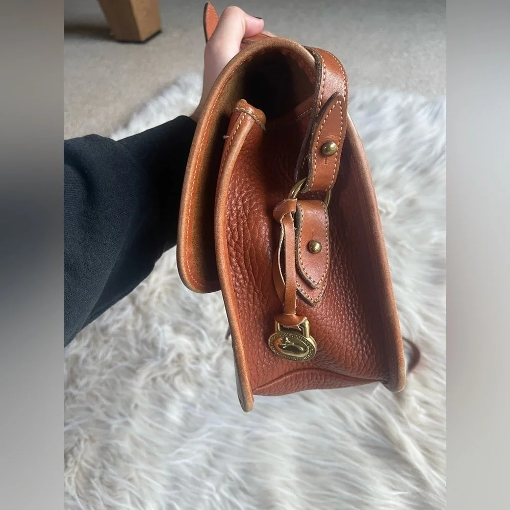 Dooney And & Bourke All Weather Pebble Leather Brown Crossbody Bag Made In USA
